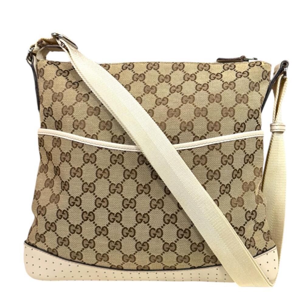 Gucci Abbey GG Canvas Shoulder Bag White